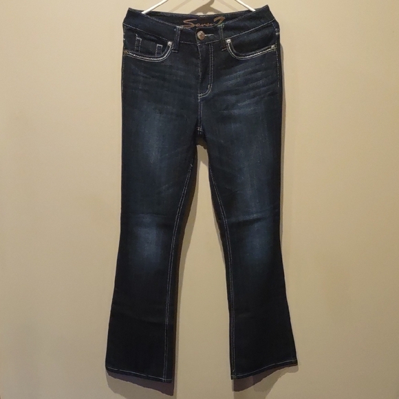 Seven7 Boot Cut Jeans Denim Dark Blue Jeans - Picture 1 of 8